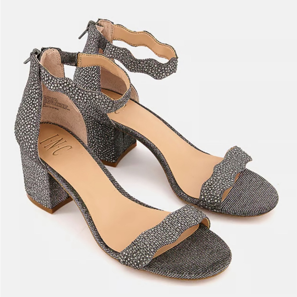 New INC Hadwin Scallop Ankle Strap Block-heel Sandals